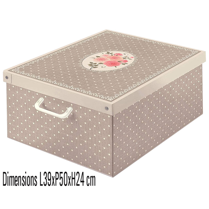 Cette grande boîte de rangement en carton de la collection 660 Trendy décor Pois allie praticité et design. Idéale pour organiser vêtements, linge, jouets ou documents, elle libère efficacement l’espace dans vos placards.