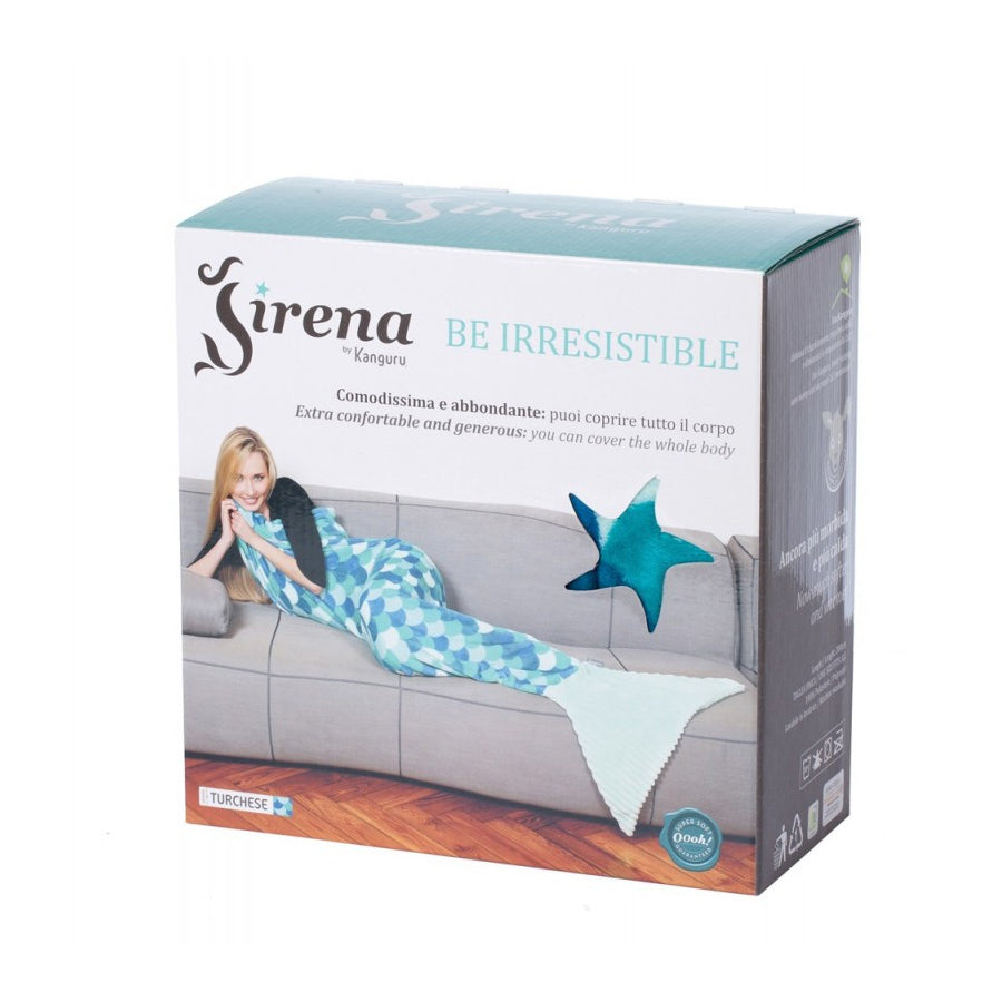 Plaid queue de sirène couleur turquoise - boite