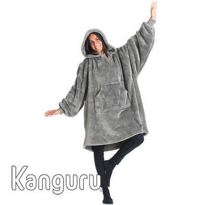 Sweat pull a capuche Kanguru en molleton polaire gris