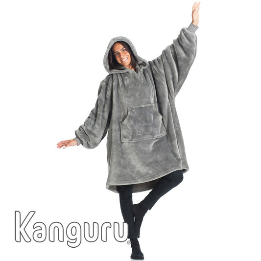 Sweat pull a capuche Kanguru en molleton polaire gris