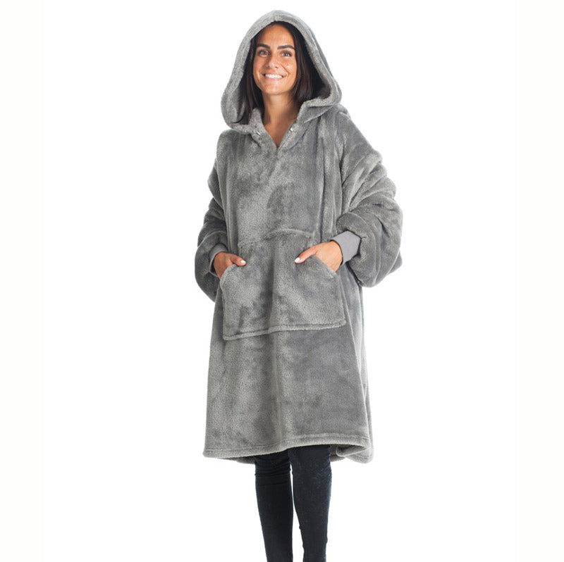 Sweat pull a capuche Kanguru en molleton polaire gris