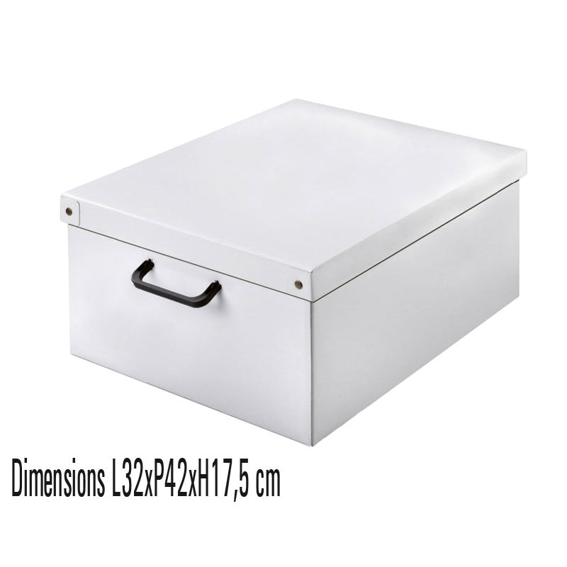 Cette boîte de rangement en carton recyclé de la collection Classic allie qualité et respect de l'environnement. Son format midi (32x42x21 cm) convient parfaitement pour organiser vos espaces