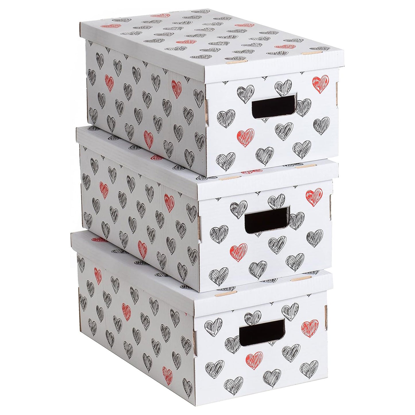 Ensemble de 3 boîtes de rangement en carton recyclable fabriquées en Italie par Lavatelli. Dimensions : 51 x 29 x 20 cm