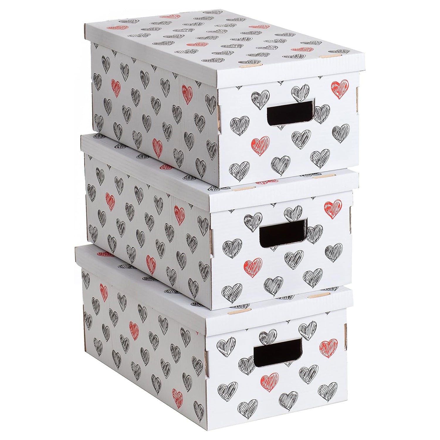 Ensemble de 3 boîtes de rangement en carton recyclable fabriquées en Italie par Lavatelli. Dimensions : 51 x 29 x 20 cm