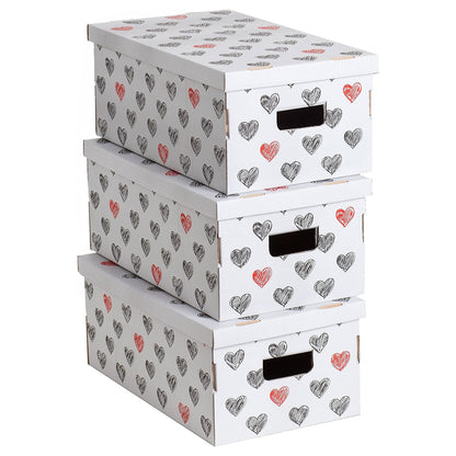 Ensemble de 3 boîtes de rangement en carton recyclable fabriquées en Italie par Lavatelli. Dimensions : 51 x 29 x 20 cm