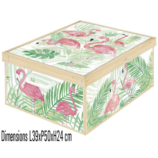 Cette boîte de rangement pliable en carton recyclé allie praticité et robustesse avec ses dimensions intérieures généreuses (L39 x P50 x H24 cm) et sa capacité de charge jusqu’à 80 kg.