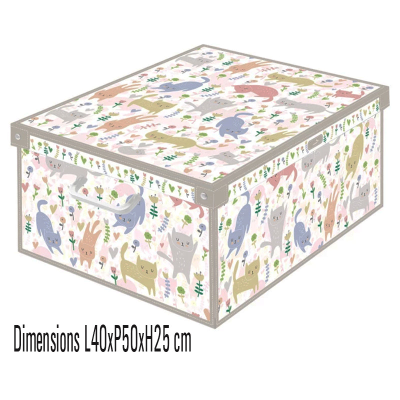 Cette grande boîte de rangement en carton recyclé allie durabilité et design avec sa collection trendy décor Chats.