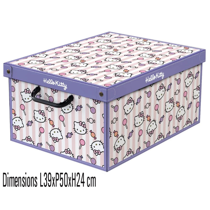 Boîte de rangement en carton robuste conçue pour organiser efficacement vêtements, linge de maison, livres, jouets et documents. Dimensions P50 x L39 x 24 cm