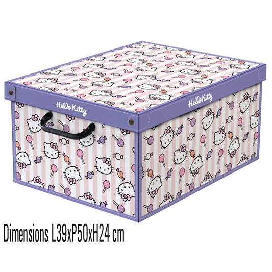 Boîte de rangement en carton robuste conçue pour organiser efficacement vêtements, linge de maison, livres, jouets et documents. Dimensions P50 x L39 x 24 cm