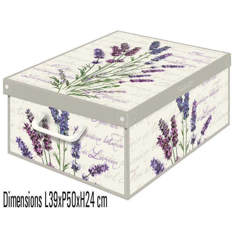 Cette boîte de rangement en carton recyclé allie praticité et élégance. Dotée d’un délicat parfum de lavande qui s’échappe dès que l’on effleure son couvercle prémonté, elle apporte une touche florale subtile à votre espace. Facile à monter en moins de 50 secondes sans outil.