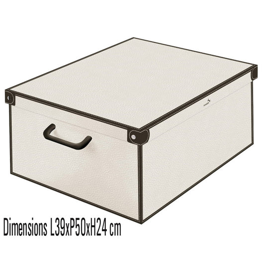 Cette boîte de rangement en carton pliable de la collection Trendy décor mask-white allie praticité et robustesse. Avec ses dimensions généreuses (39x50x24 cm)