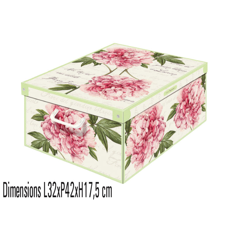 Boite de rangement décor Floral péonie Format 42x32 cm