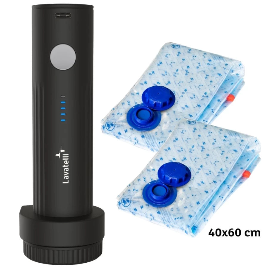 Pack de rangement sous vide complet avec pompe électrique sans fil VAC-U-PUMP et 2 sacs Lavatelli