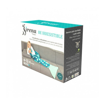 Plaid queue de sirène couleur turquoise pour enfant 4-12 ans -boite