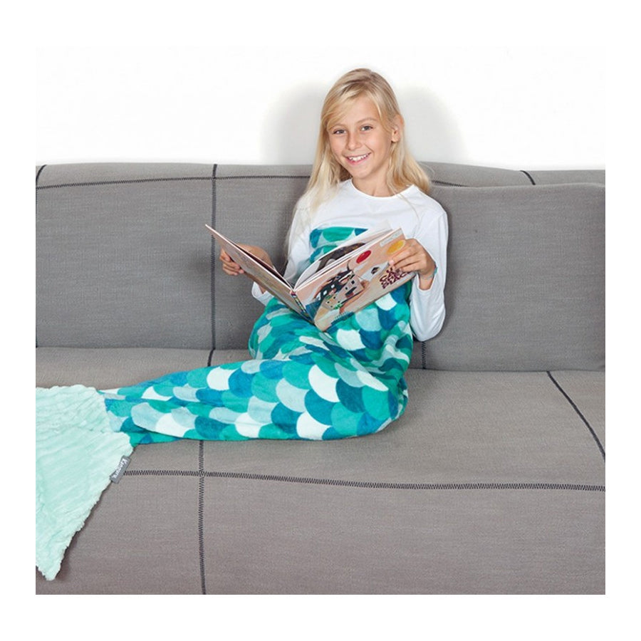 Plaid queue de sirène couleur turquoise pour enfant 4-12 ans