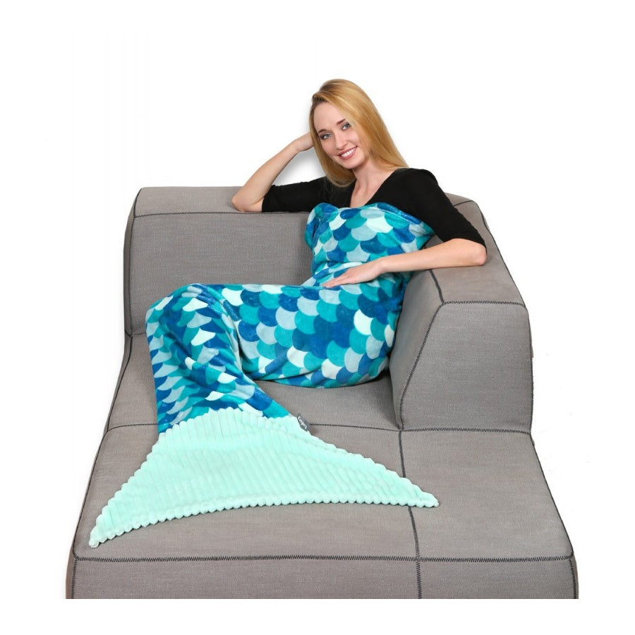 Plaid&nbsp;queue de sirène couleur&nbsp;turquoise