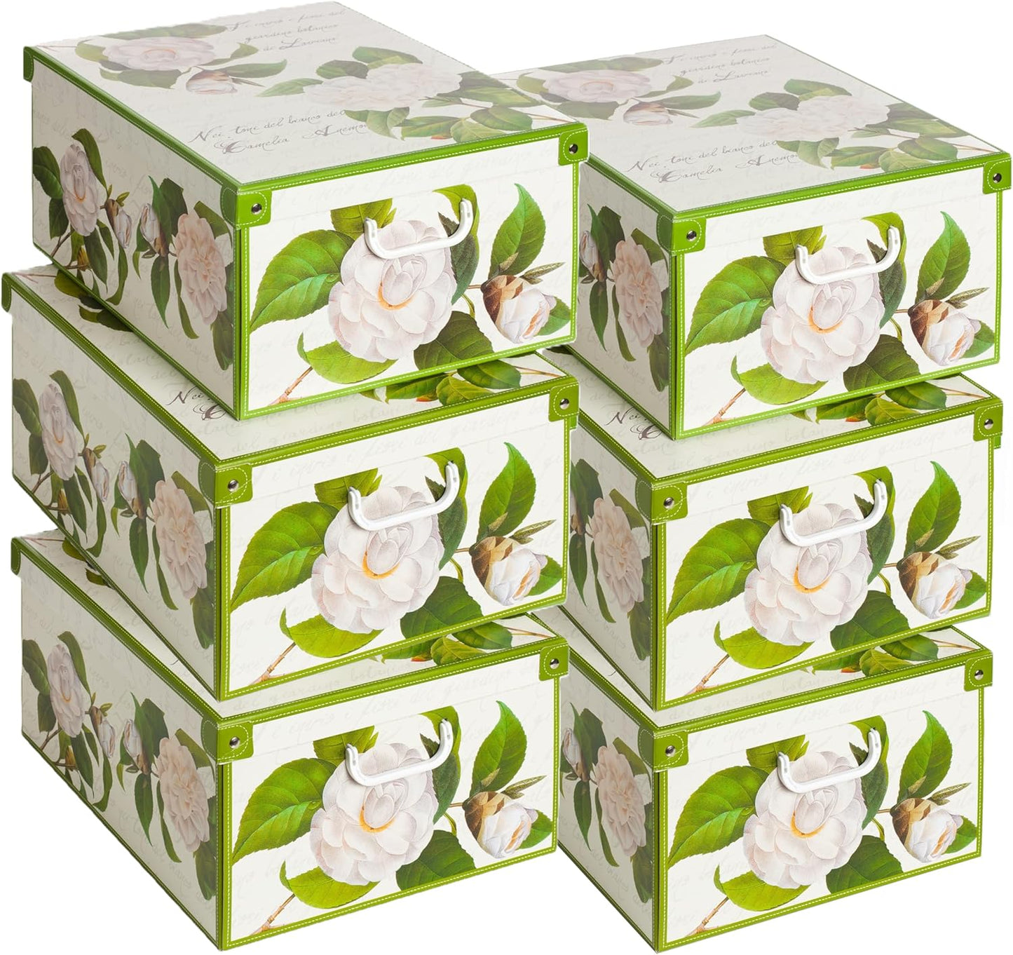 Lot de six Boites de rangement carton décor Camelie